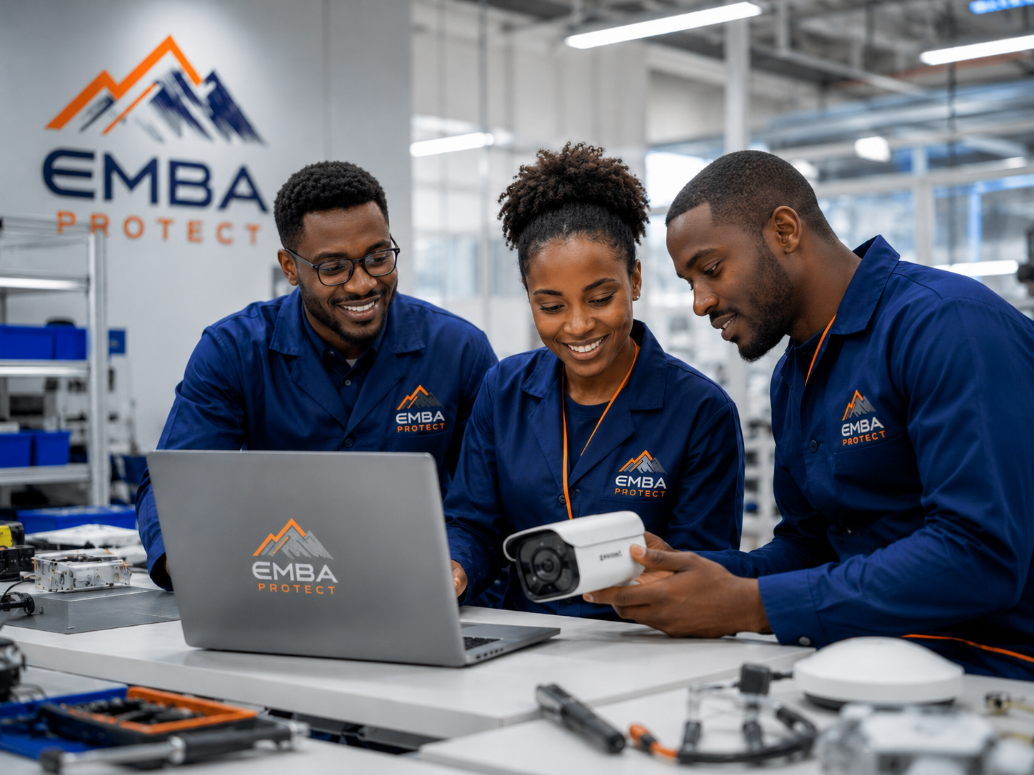 Concept image of engineers working in a security technology facility
